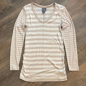 Oh Baby by Motherhood Beige Striped Long Sleeve Top